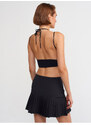 Dilvin 80785 Pleated Short Skirt-Black