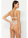 Trendyol Ecru Lace Window/Cut Out Detailed Knitted Bodysuit