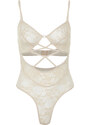 Trendyol Ecru Lace Window/Cut Out Detailed Knitted Bodysuit