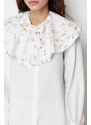 Trendyol Ecru Large Embroidered Baby Collar Cotton Woven Shirt