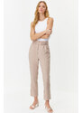 Trendyol Light Brown Carrot Pleated Snap-On Woven Trousers