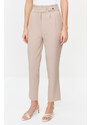 Trendyol Light Brown Carrot Pleated Snap-On Woven Trousers