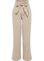 Trendyol Beige Carrot Pattern Belted Woven Trousers