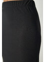 Happiness İstanbul Women's Black Knitted Woven Midi Skirt with a Slit