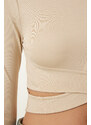 Happiness İstanbul Women's Cream Cut Out Detailed Crop Blouse