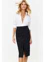 Trendyol Black Fitted Woven Shiny Stone Skirt