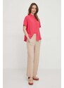 Košile United Colors of Benetton dámská, růžová barva, relaxed, s klasickým límcem