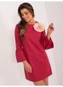 Fashionhunters Tmavě růžové vlněné koktejlové šaty