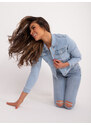 Fashionhunters Světle modrá dámská džínová bunda