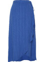 Trendyol Navy Blue Double Breasted Closure Tie Detail Midi Length Woven Skirt