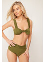 Trendyol Khaki Bralette Knotted Bikini Top