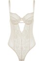 Trendyol Ecru Lace Window/Cut Out Detailed Knitted Bodysuit