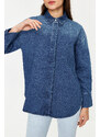 Trendyol Blue More Sustainable Oversize Denim Shirt