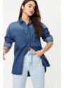 Trendyol Blue More Sustainable Oversize Denim Shirt