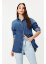 Trendyol Blue More Sustainable Oversize Denim Shirt