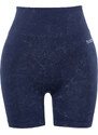 Trendyol Blue Seamless/Seamless Acid Wash Knitted Sports Shorts Tights