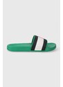 Pantofle Tommy Hilfiger RUBBER TH FLAG POOL SLIDE pánské, zelená barva, FM0FM04263