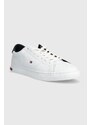 Kožené sneakers boty Tommy Hilfiger ESSENTIAL LEATHER DETAIL VULC bílá barva, FM0FM04047