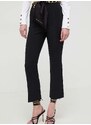 Kalhoty Elisabetta Franchi dámské, černá barva, jednoduché, high waist, PAT1641E2