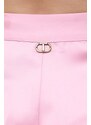 Kalhoty Twinset dámské, růžová barva, široké, high waist