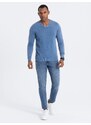 Ombre Men's wash sweater with v-neck - blue