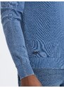 Ombre Clothing Pánský prací svetr s výstřihem do V - modrý V4 OM-SWOS-0108