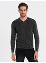 Ombre Washed men's pullover with a v-neck - black