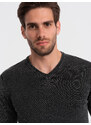 Ombre Clothing Praný pánský svetr s výstřihem do V - černý V1 OM-SWOS-0108