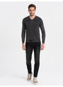 Ombre Washed men's pullover with a v-neck - black