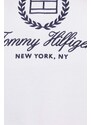 Bavlněná mikina Tommy Hilfiger dámská, bílá barva, s aplikací