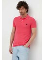 Bavlněné polo tričko United Colors of Benetton růžová barva, s aplikací