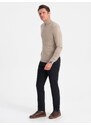 Ombre Men's knitted fitted turtleneck with viscose - beige