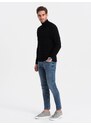 Ombre Men's knitted fitted turtleneck with viscose - black