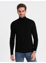 Ombre Men's knitted fitted turtleneck with viscose - black