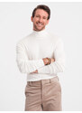 Ombre Men's knitted fitted turtleneck with viscose - ecru