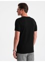 Ombre Clothing Pánské tričko V-NECK s elastanem - černé V3 OM-TSCT-0106
