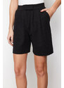 Trendyol Black Pleated Velcro Closure Shorts & Bermuda