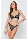 Trendyol Black Shiny Lace Capless Knitted Underwear Set