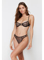 Trendyol Black Lace Polka Dot Detailed Capless Knitted Underwear Set