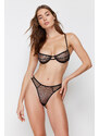 Trendyol Black Lace Polka Dot Detailed Capless Knitted Underwear Set