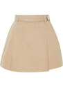 Trendyol Beige Belted Pleated High Waist Mini Denim Skirt