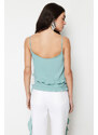 Trendyol Mint Chiffon Ruffle Strap Woven Blouse