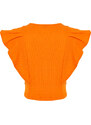 Trendyol Orange Sleeves Ruffled Ribbed Stretchy Crop Knitted Blouse