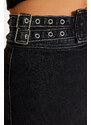 Trendyol Black Accessory Detailed Mini Normal Waist Denim Skirt