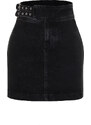 Trendyol Black Accessory Detailed Mini Normal Waist Denim Skirt