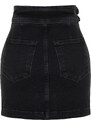 Trendyol Black Accessory Detailed Mini Normal Waist Denim Skirt