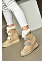 Fox Shoes R602891602 Women's Beige Suede Wedge Heels Boots