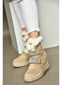 Fox Shoes R602891602 Women's Beige Suede Wedge Heels Boots