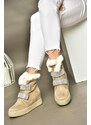 Fox Shoes R602891602 Women's Beige Suede Wedge Heels Boots