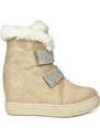 Fox Shoes R602891602 Women's Beige Suede Wedge Heels Boots